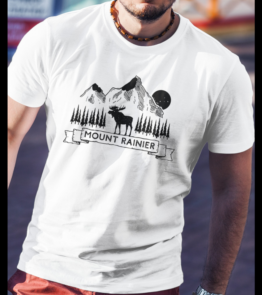Mount Rainier Moose Mountain Scene Washington T-Shirt