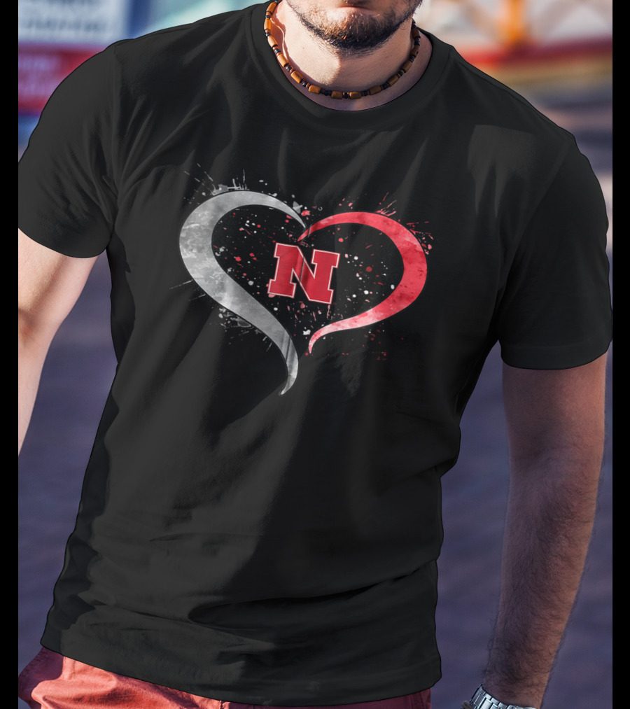 Nebraska Cornhuskers Heart Splatter Game Day N T-Shirt