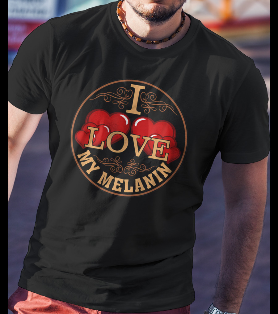 Oheneba I Love My Melanin Black Pride Heart T-Shirt