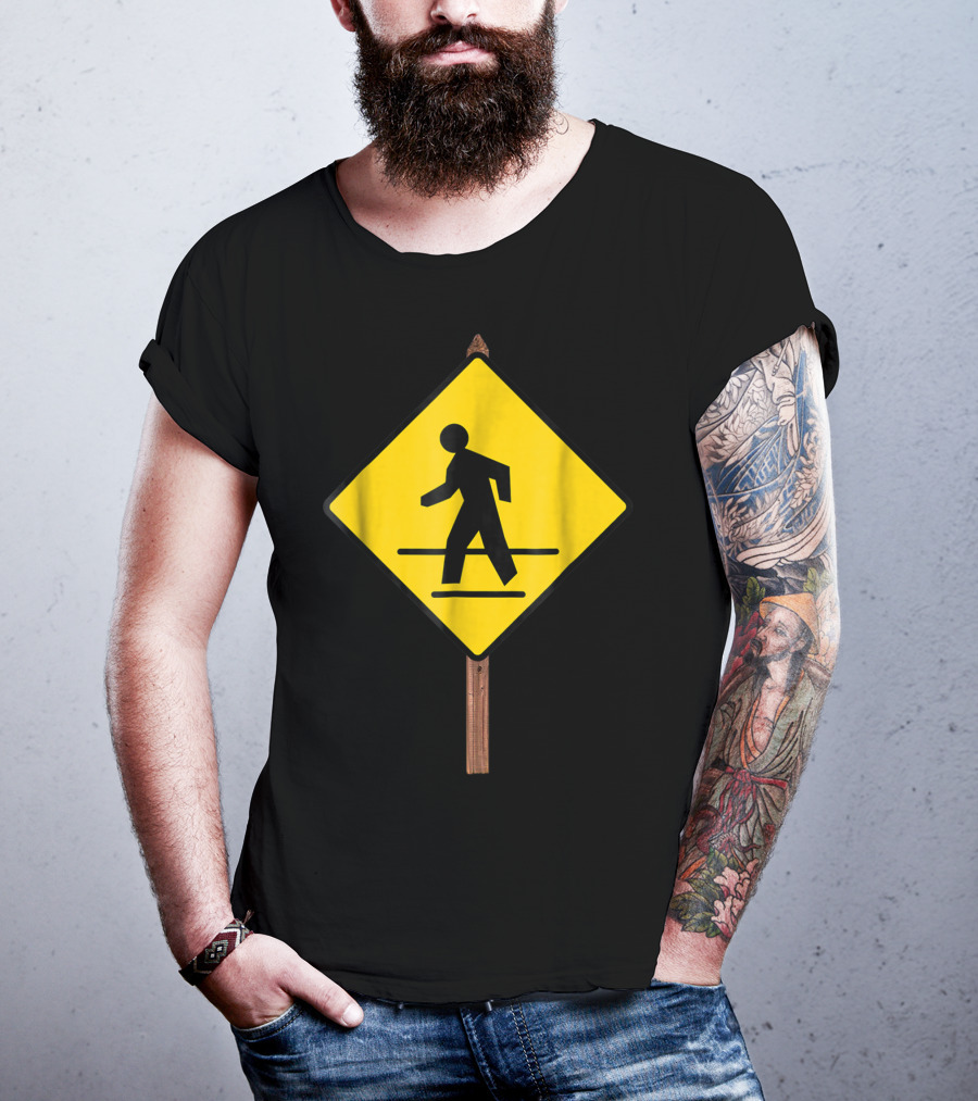 Pedestrian Crossing Road Sign Yellow Diamond Traffic T-Shirt