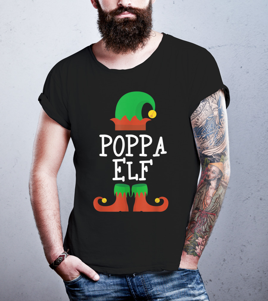 Poppa Elf Hat And Shoes Christmas T-Shirt