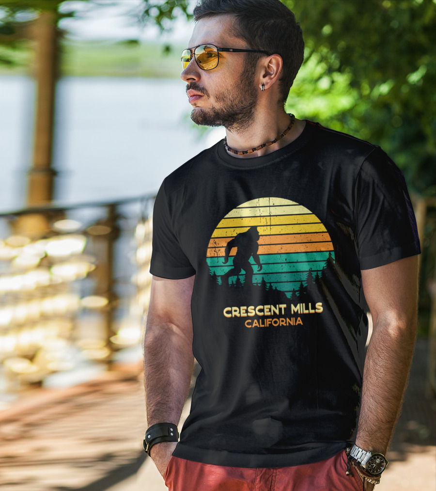 Crescent Mills California Bigfoot Retro Bayou Sunset T-Shirt
