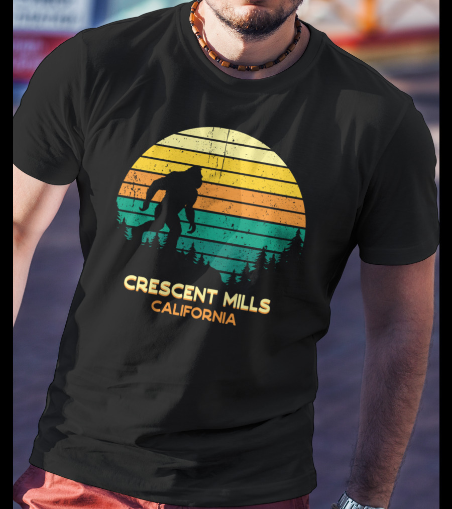 Crescent Mills California Bigfoot Retro Bayou Sunset T-Shirt