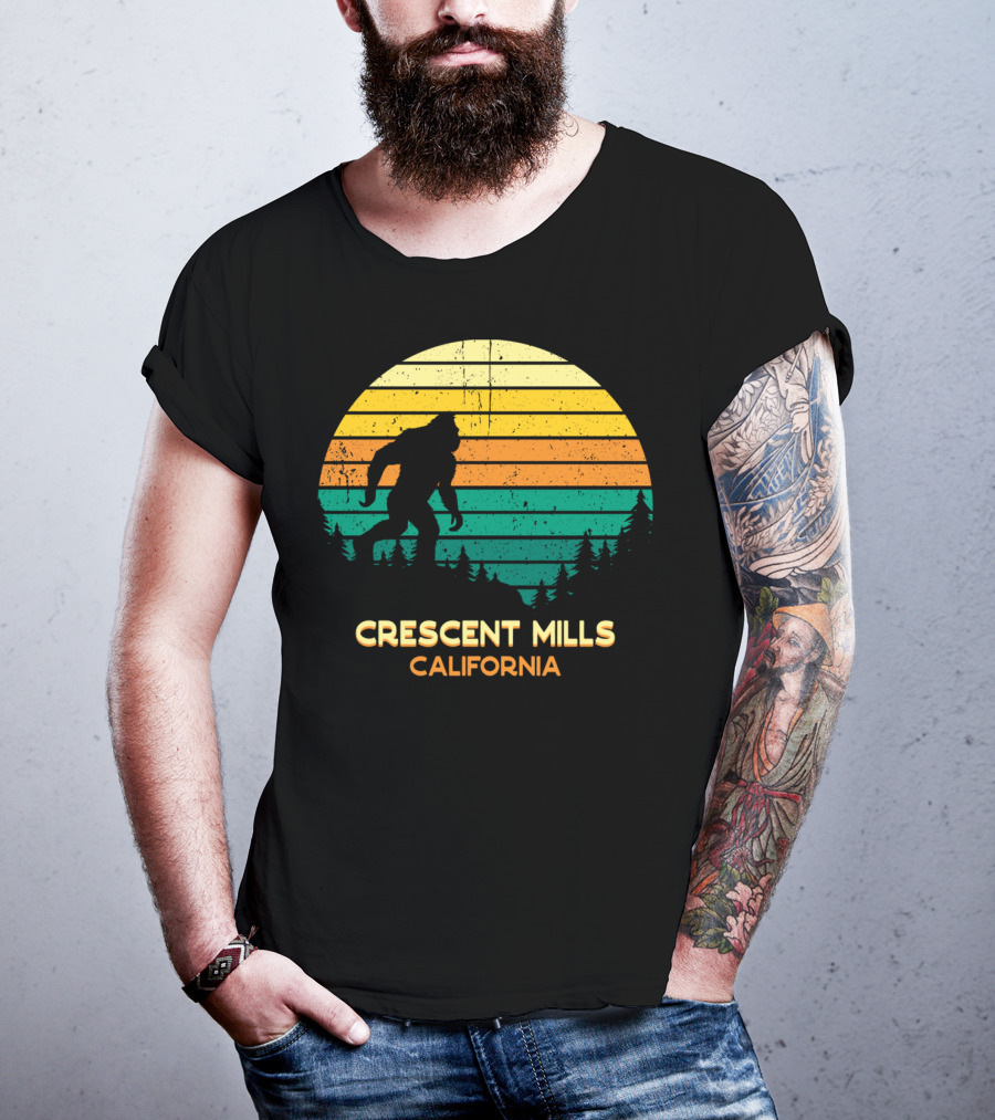 Crescent Mills California Bigfoot Retro Bayou Sunset T-Shirt