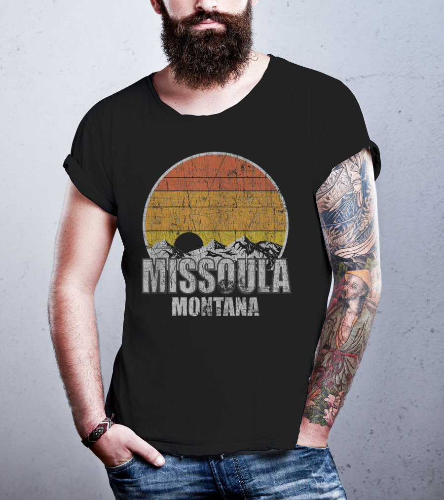 Retro Missoula Montana Vintage Sunset Mountains T-Shirt