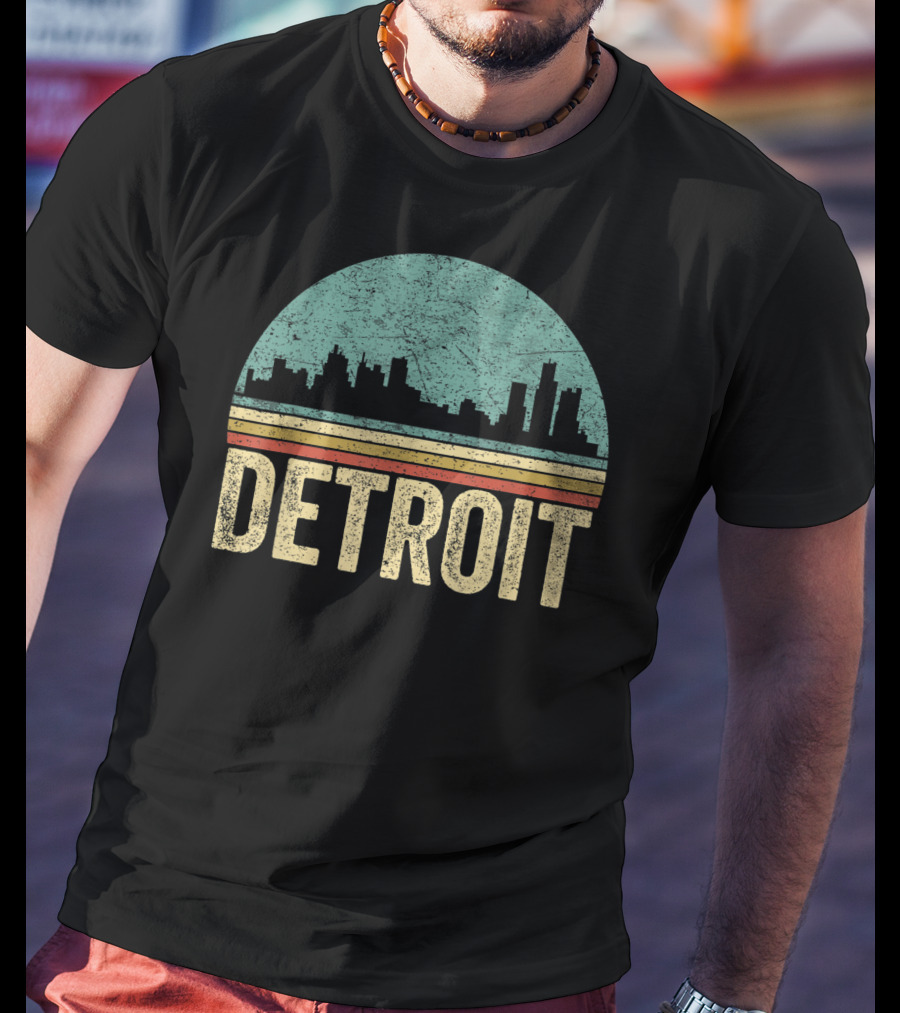 Retro 70s 80s Detroit Skyline Vintage T-Shirt