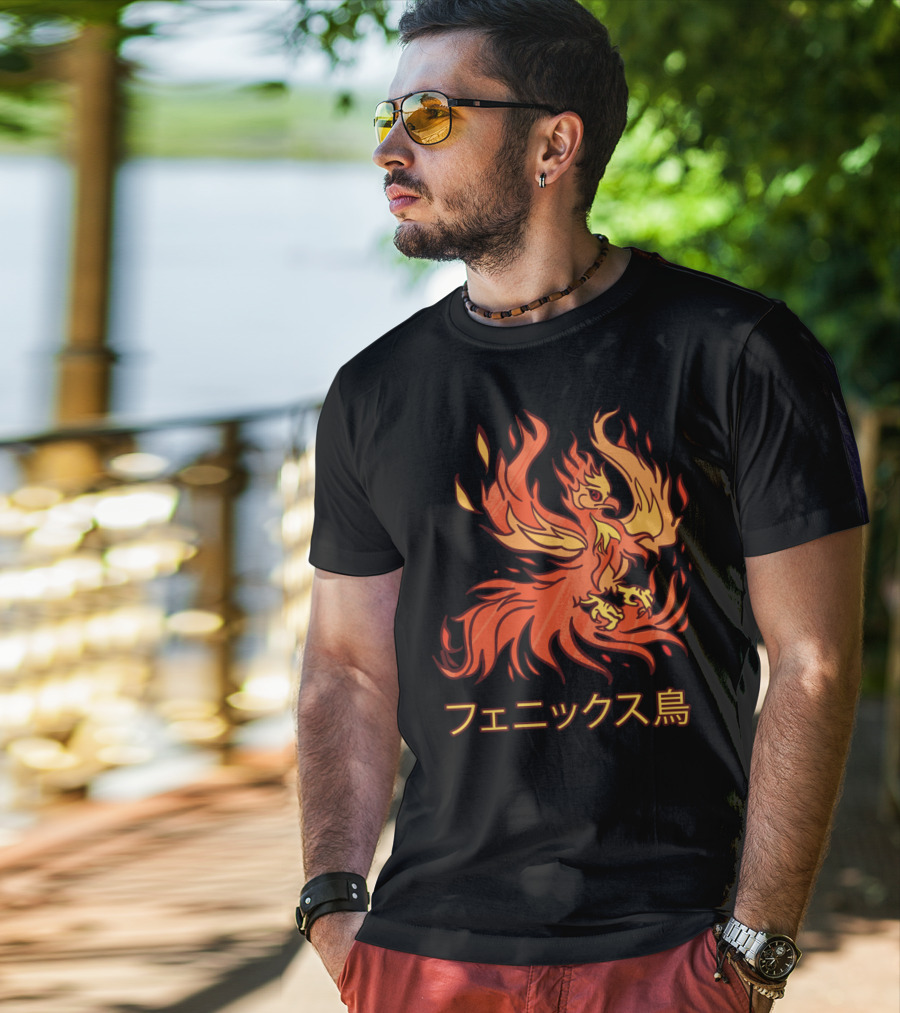 Rising Phoenix Fire Bird Japanese Aesthetic T-Shirt