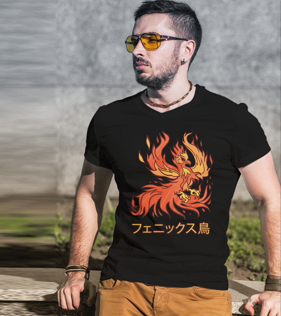 Rising Phoenix Fire Bird Japanese Aesthetic T-Shirt