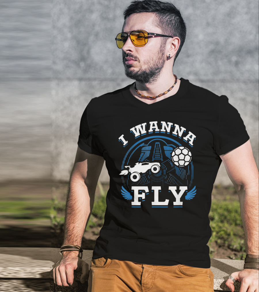 Rokt Leeg I Wanna Fly Funny Troll Car Soccer T-Shirt