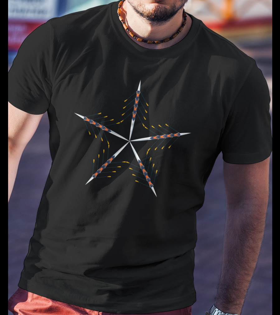 Rowing Boho Star Oars Design For Rower Teams T-Shirt