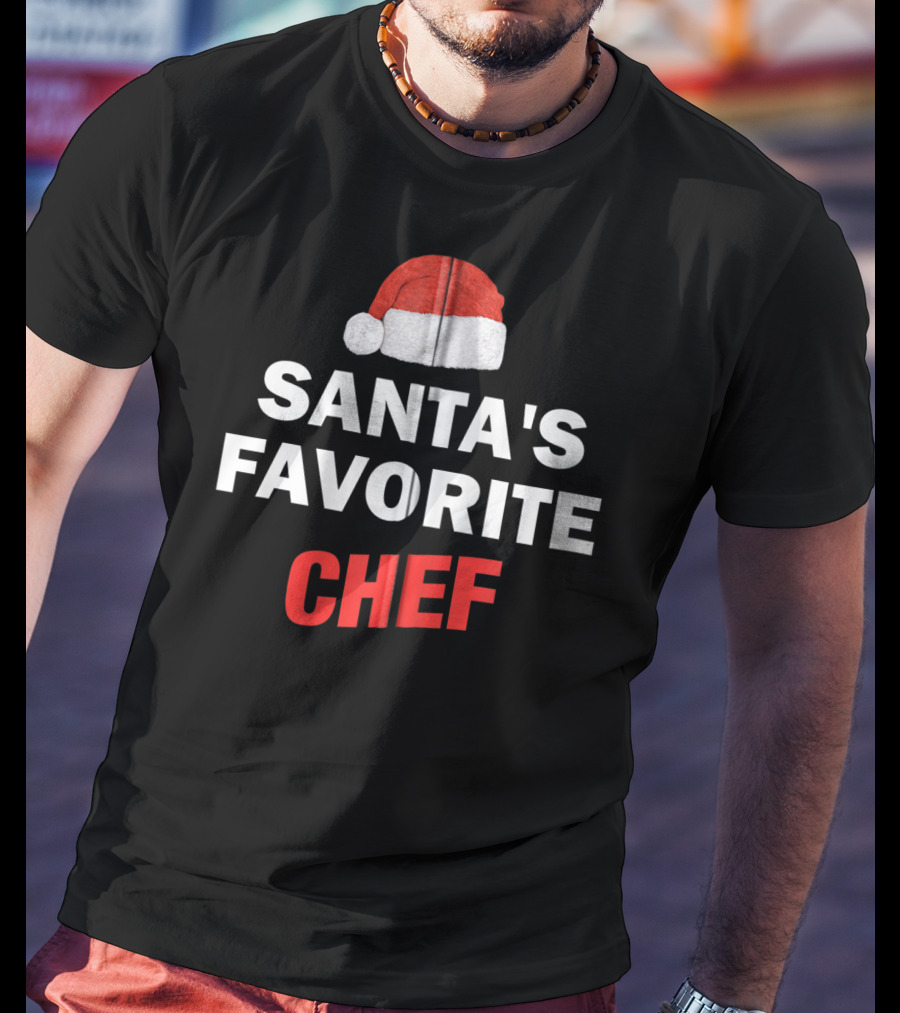 Santa's Favorite Chef Christmas Hat T-Shirt