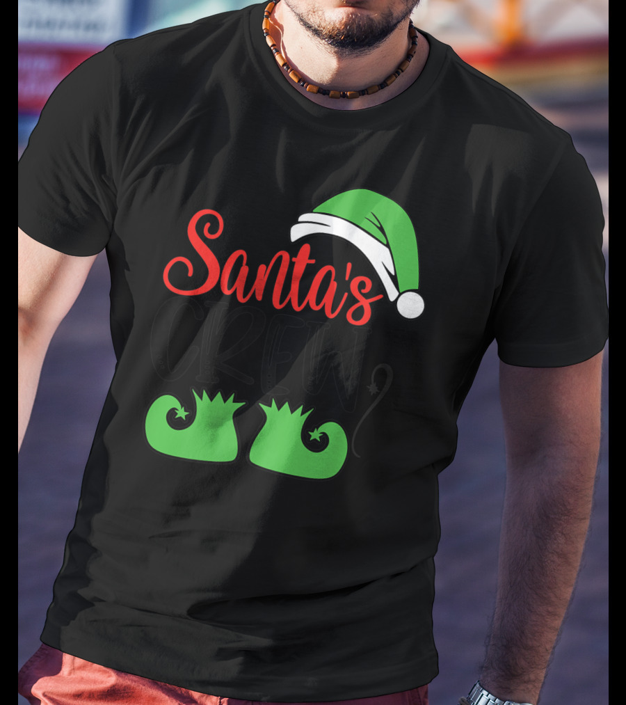 Santa's Crew Christmas Hat And Shoes T-Shirt