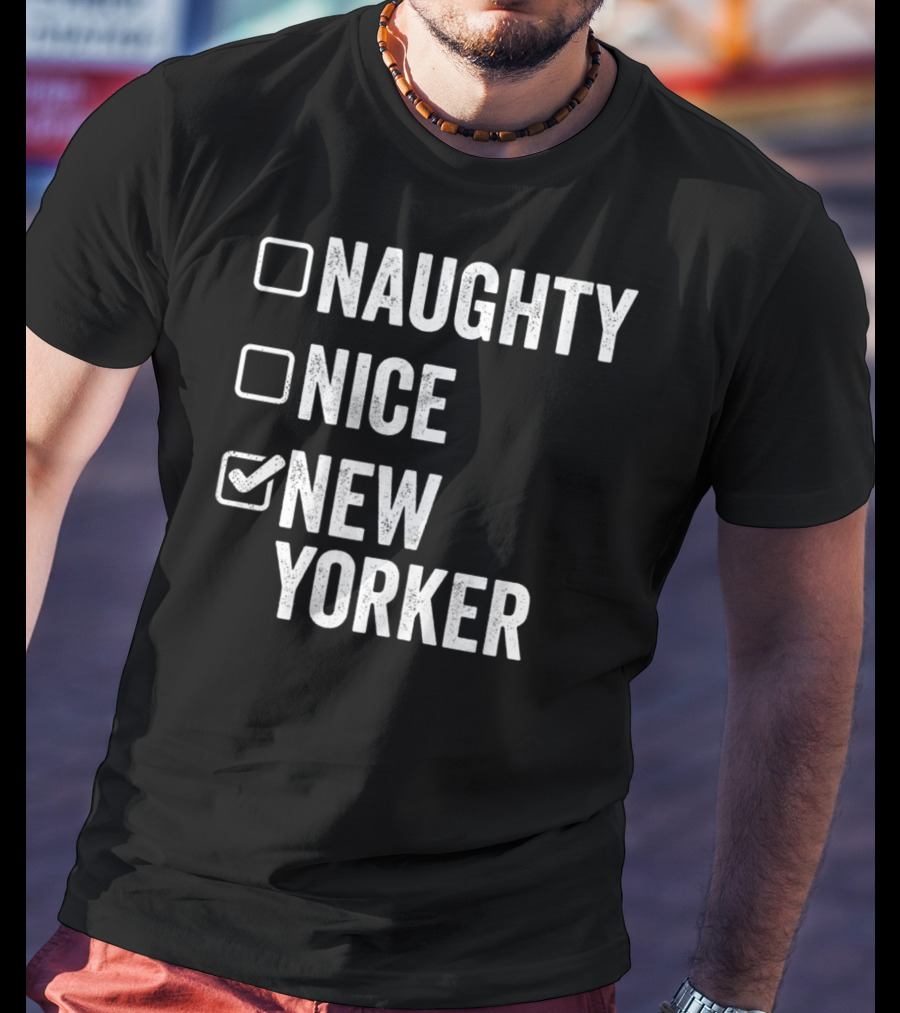 Santa's Naughty Nice New Yorker Checkbox Christmas List T-Shirt