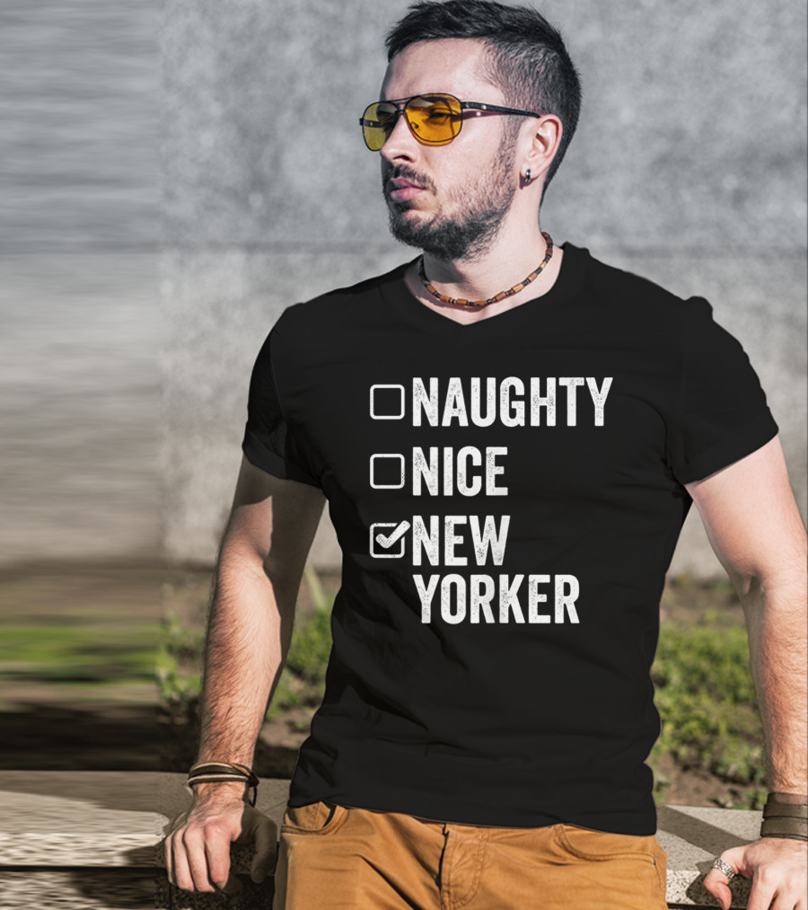 Santa's Naughty Nice New Yorker Checkbox Christmas List T-Shirt