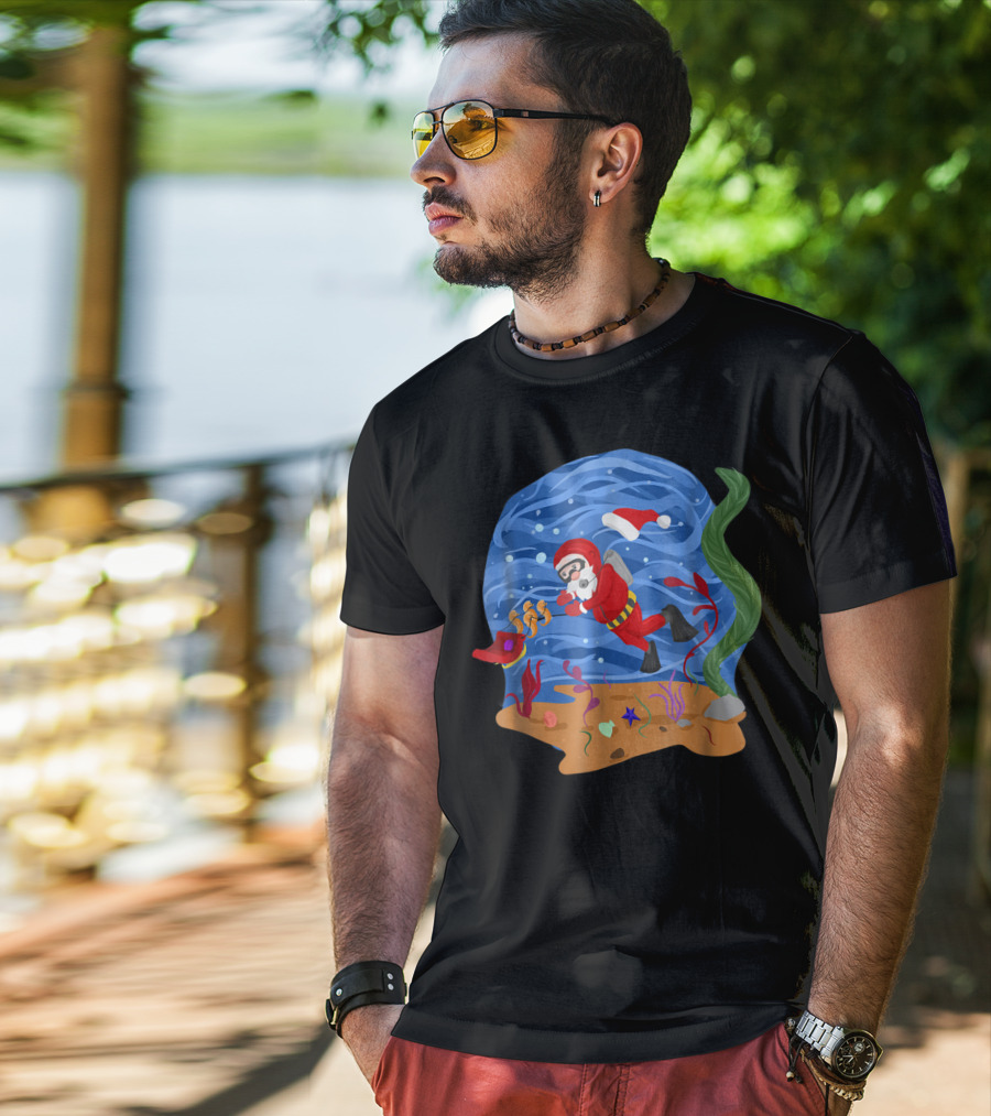 Santa Claus Scuba Diving Underwater Adventure T-Shirt