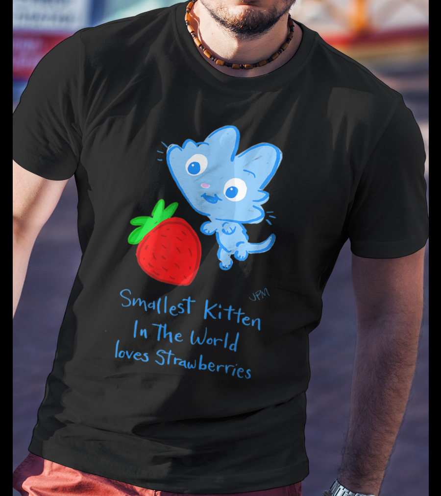 Smallest Kitten In The World Loves Strawberries T-Shirt