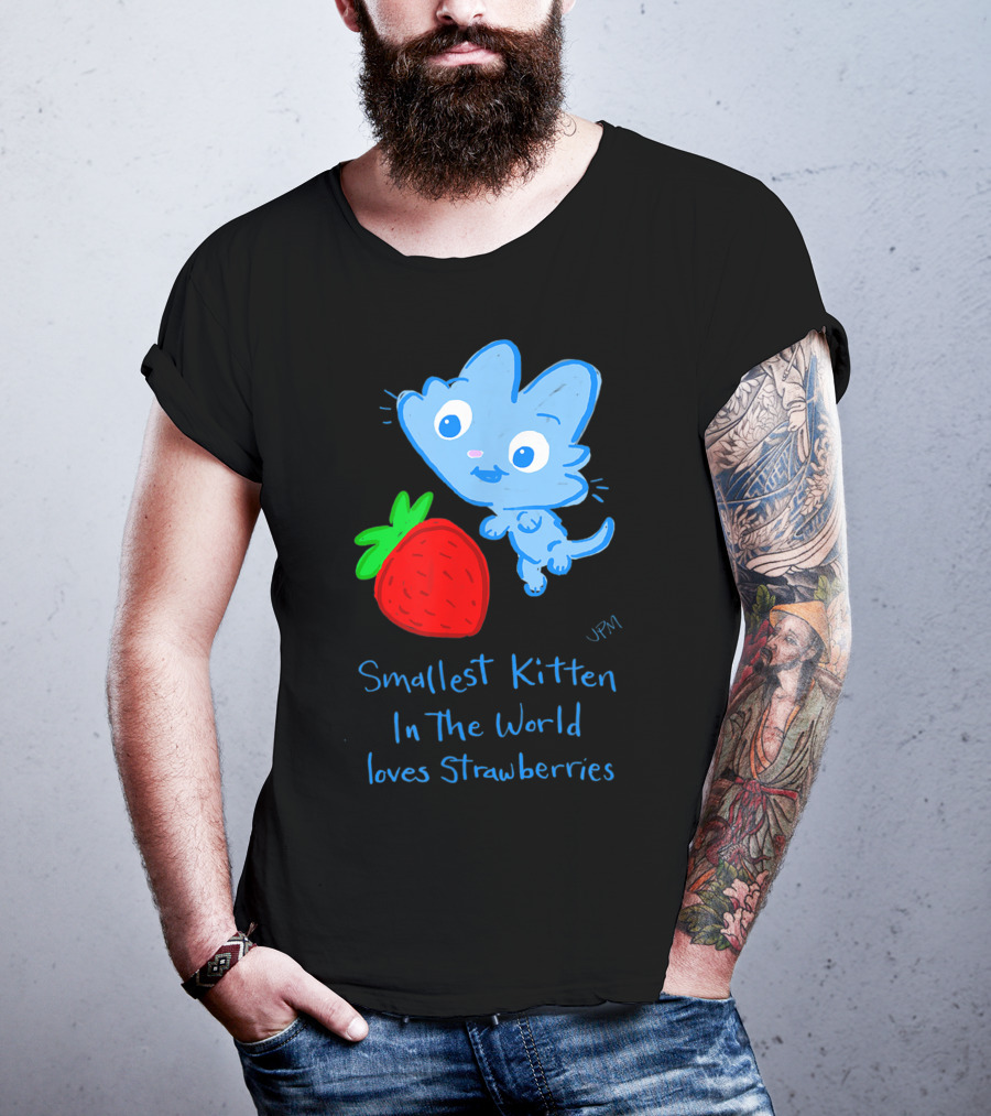 Smallest Kitten In The World Loves Strawberries T-Shirt