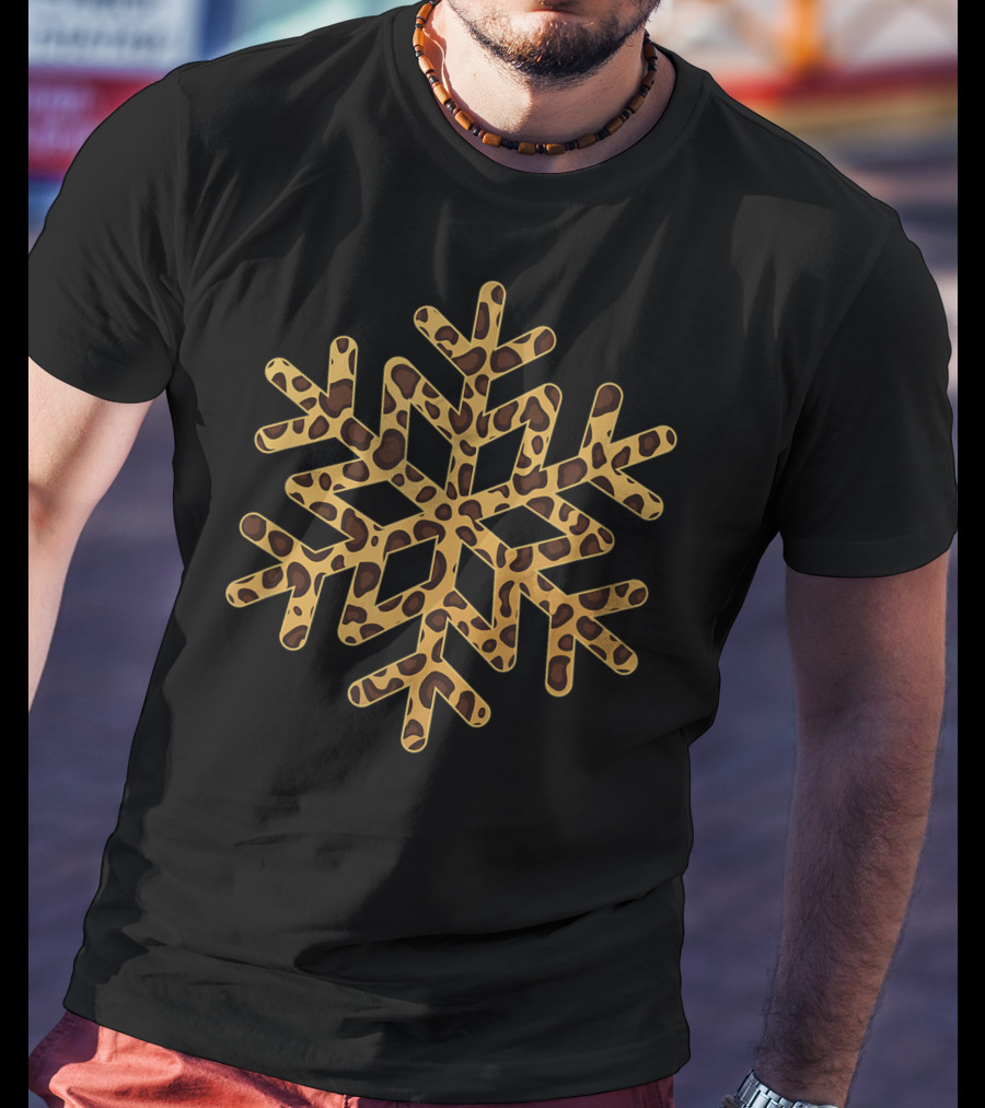 Snowflake Christmas Leopard Print Winter T-Shirt