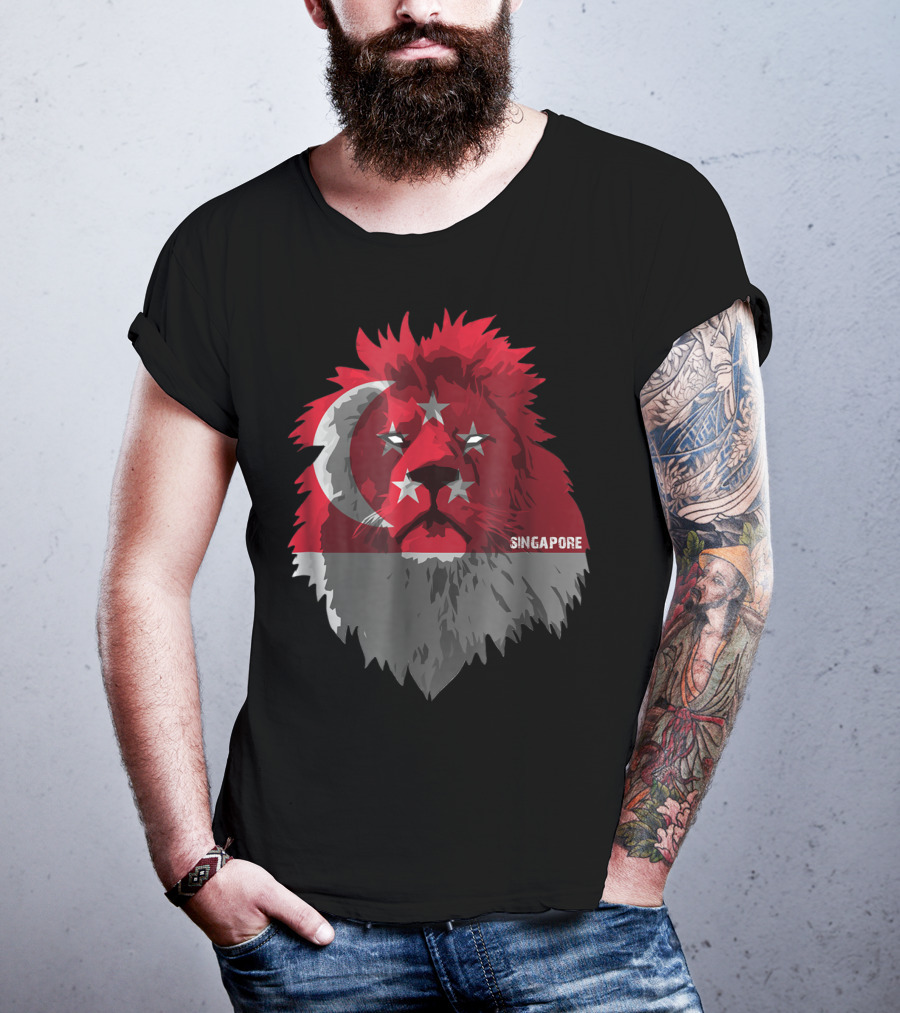 Singapore National Pride Lion Flag Soccer Team T-Shirt