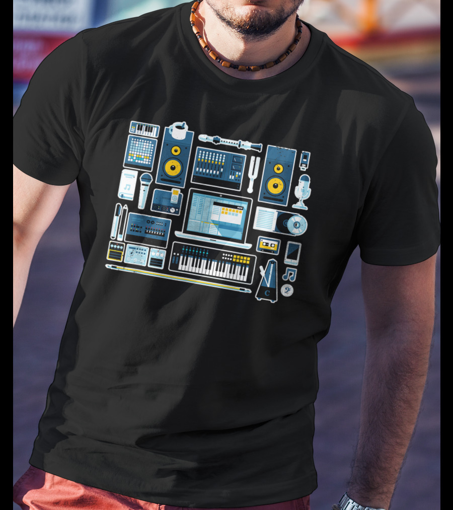 Music Production Essentials Sound Engineer Audio Equipment Collection T-Shirt