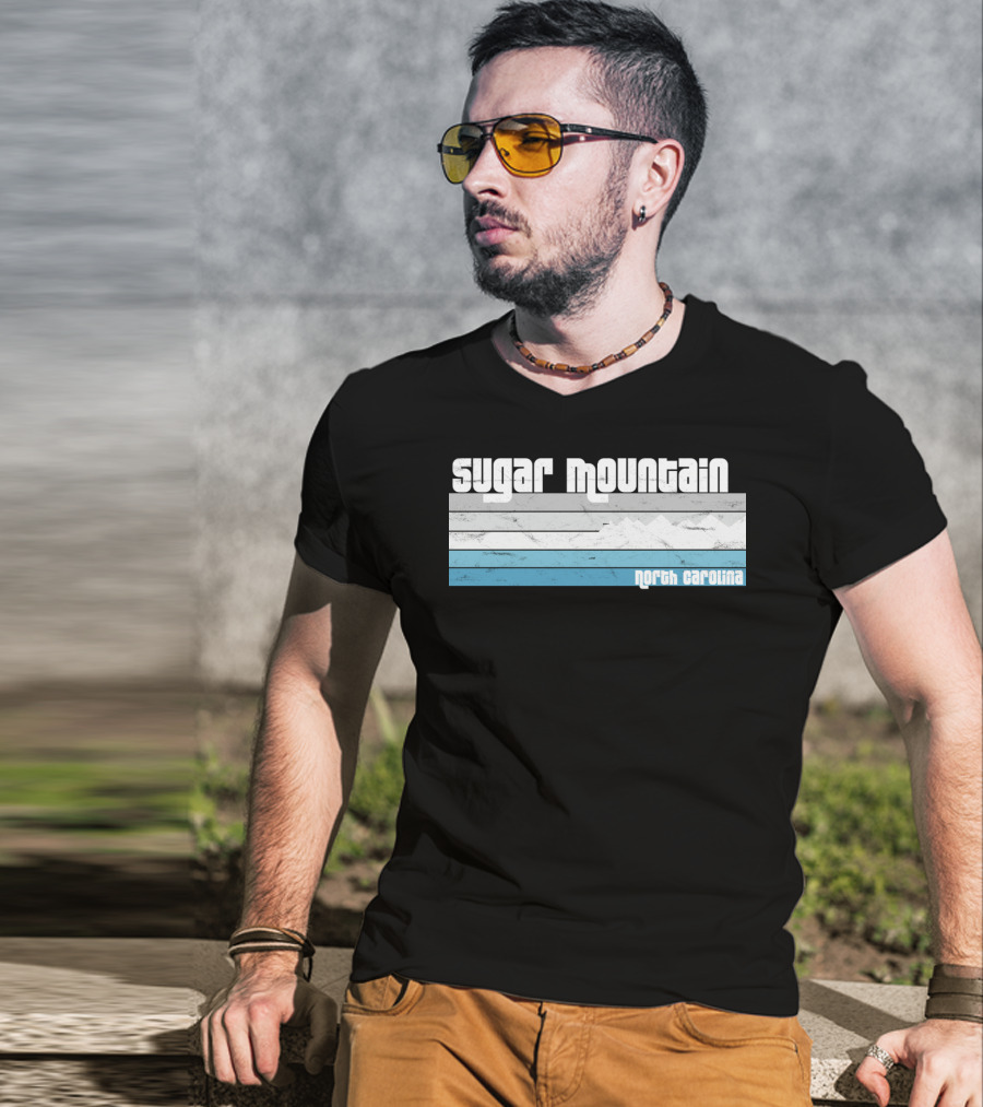 Sugar Mountain North Carolina Skiing Vintage Scenic T-Shirt