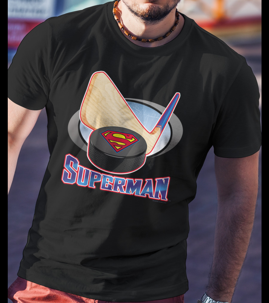 Superman Hockey Stick Puck T-Shirt