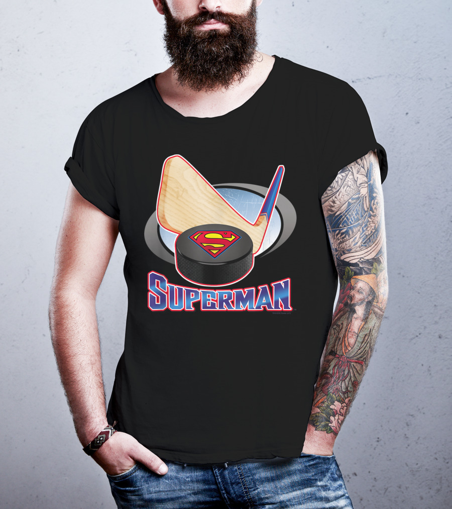 Superman Hockey Stick Puck T-Shirt