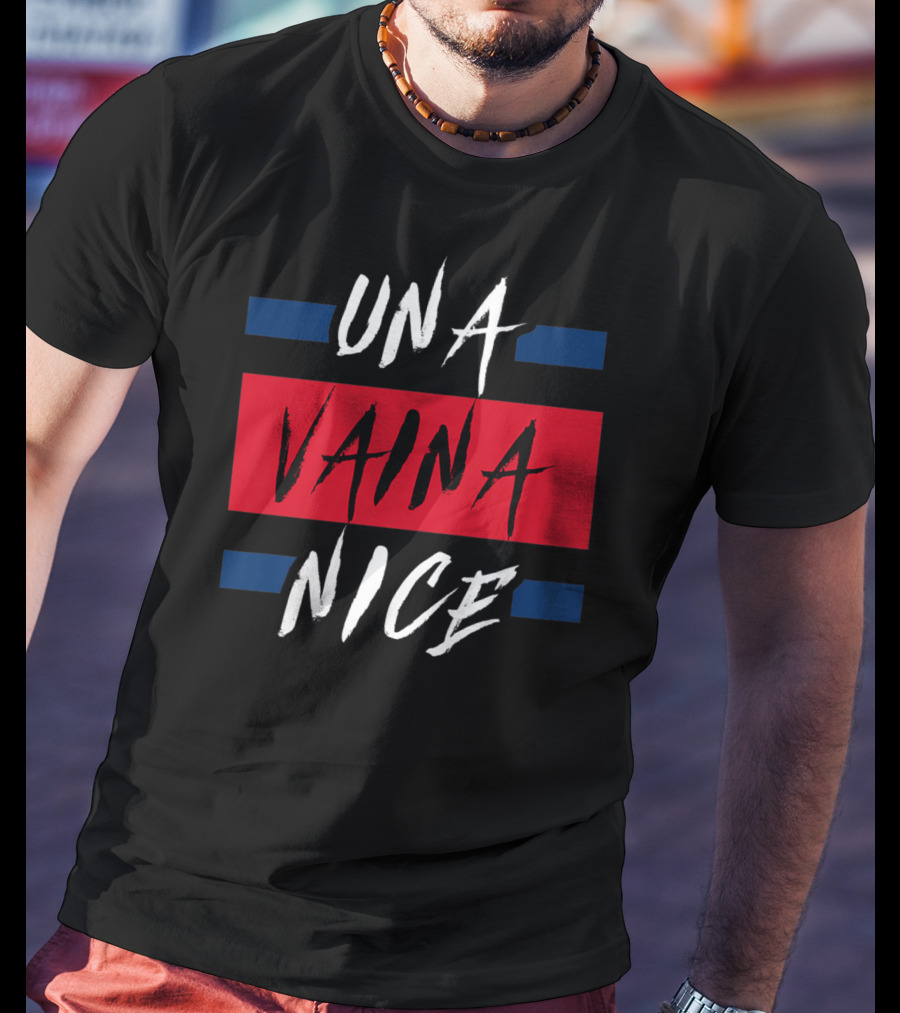 Una Vaina Nice Funny Dominican Bold Red And Blue Text T-Shirt