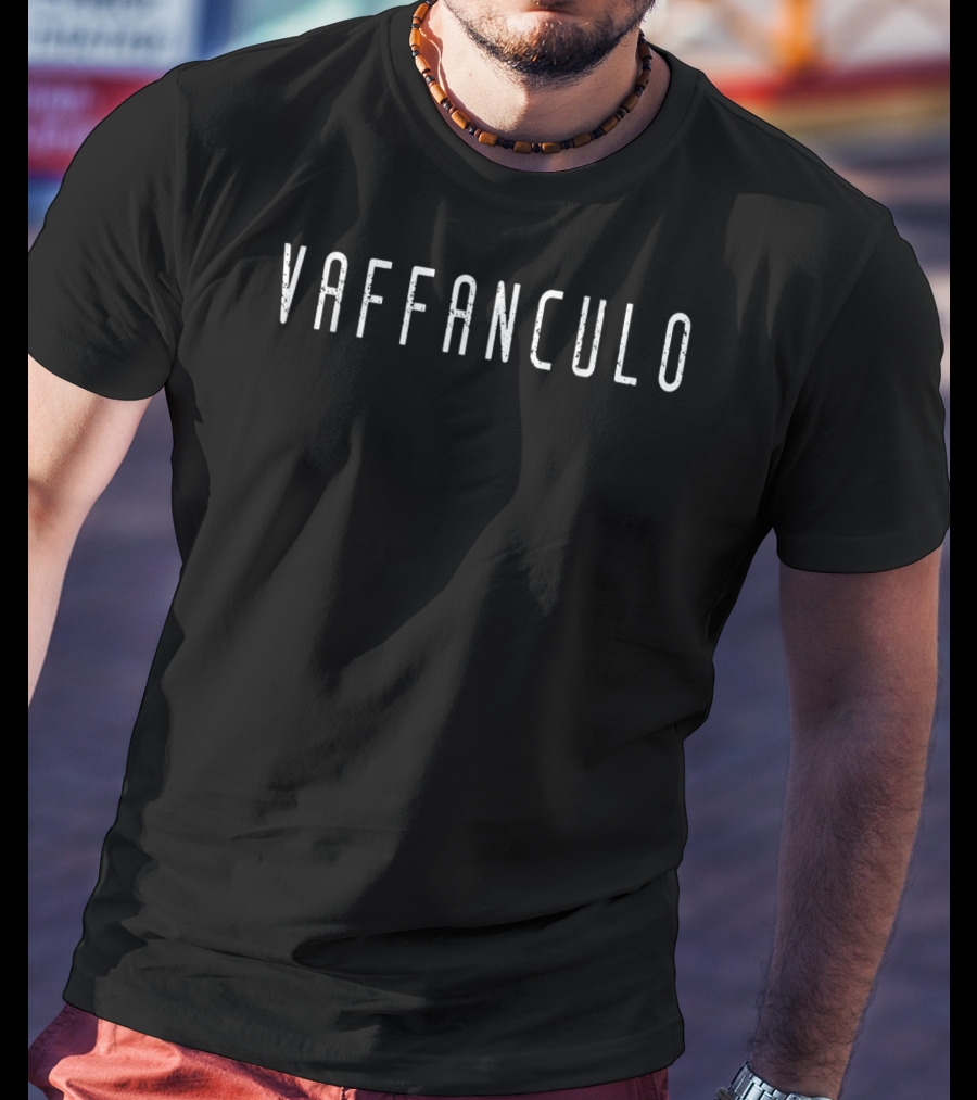 Vaffanculo Distressed White Text T-Shirt