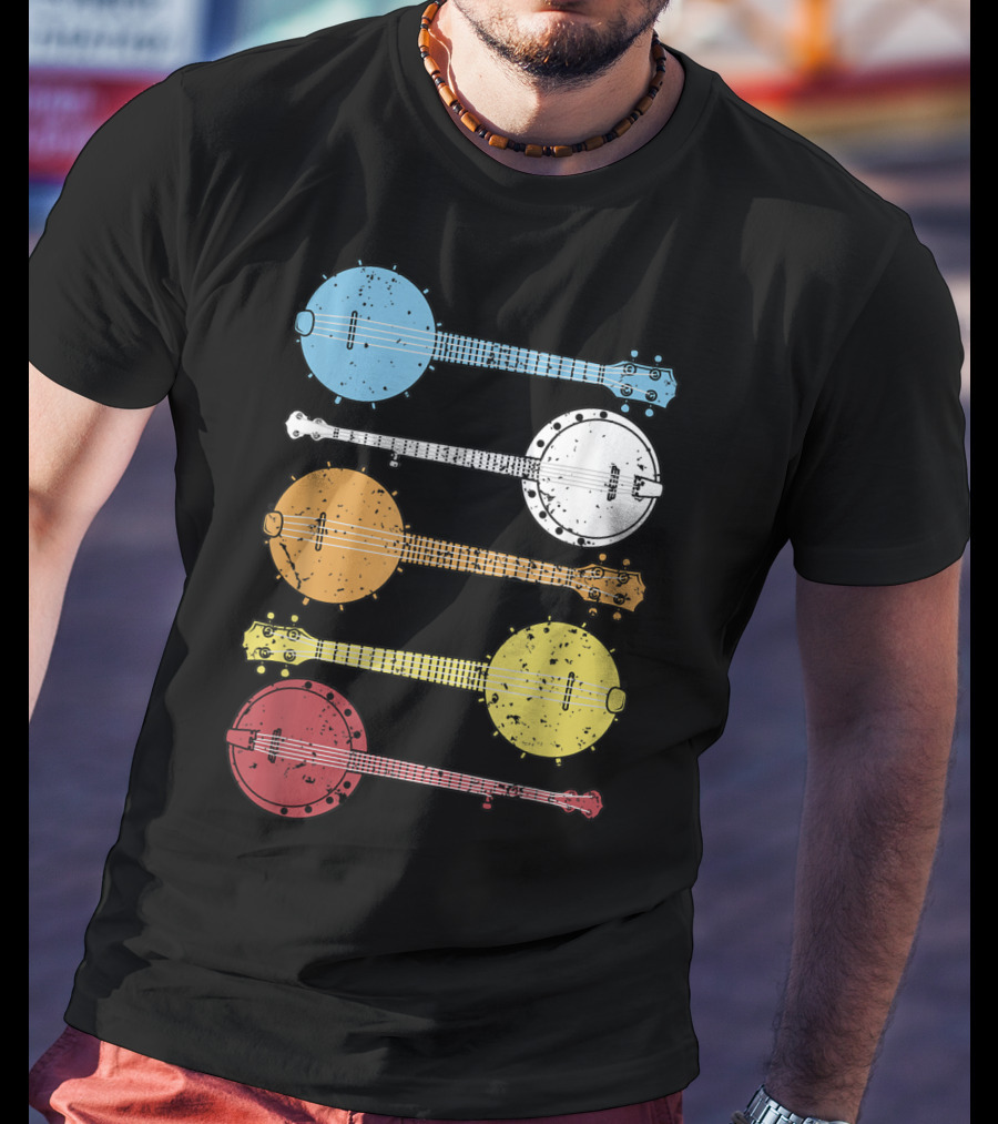 Vintage Banjo Country Music Colorful Banjos T-Shirt