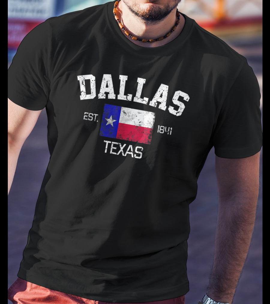 Dallas Texas Est 1841 Vintage Texas Flag Iconic T-Shirt