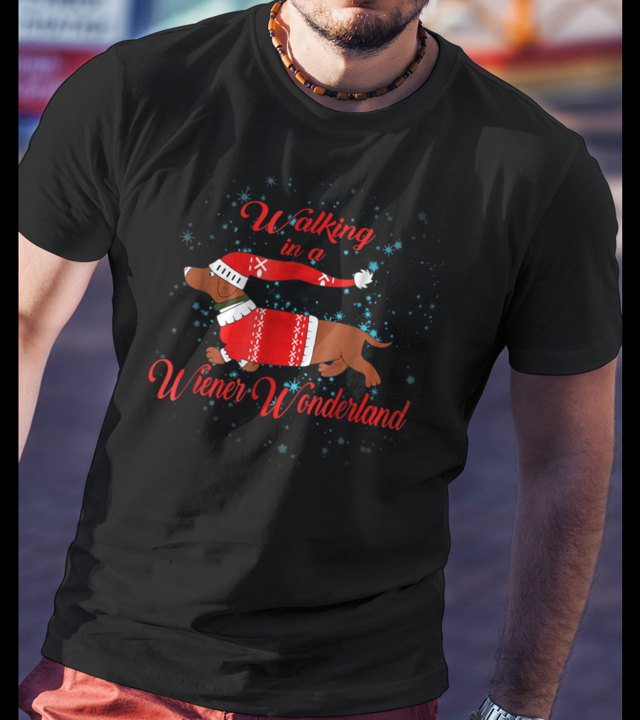 Walking In A Wiener Wonderland Christmas Dachshund Dog Winter T-Shirt