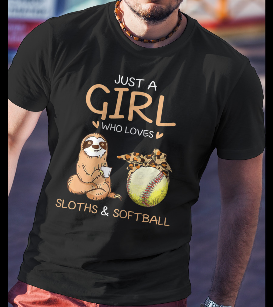 Just A Girl Who Loves Sloths And Softball T-Shirt