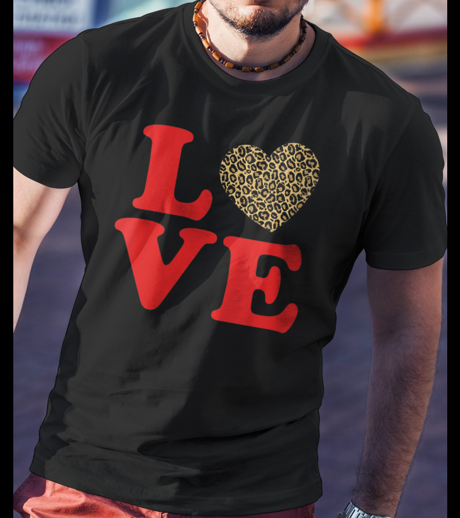 LOVE Leopard Heart Valentines Day Cute T-Shirt