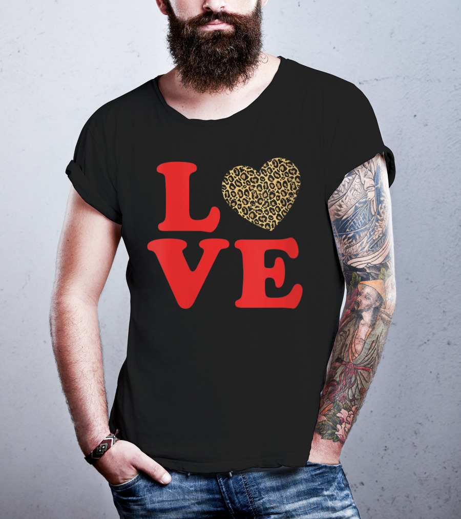 LOVE Leopard Heart Valentines Day Cute T-Shirt