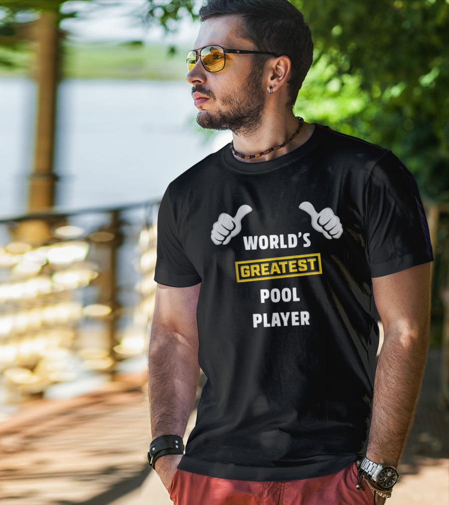 World's Greatest Pool Player Thumbs Up Funny Billiard T-Shirt