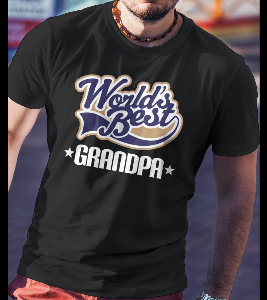 World's Best Grandpa Bold Vintage Style With Stars T-Shirt