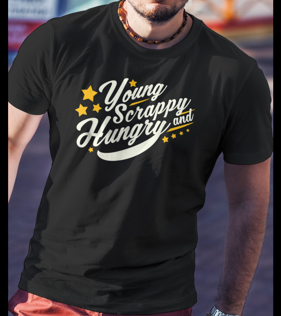 Young Scrappy And Hungry Starry USA Holiday T-Shirt