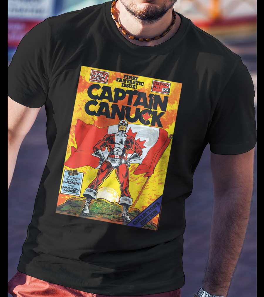Comely Comix First Fantastic Issue Captain Canuck July 75 No. 1 Collector's Edition T-Shirt
