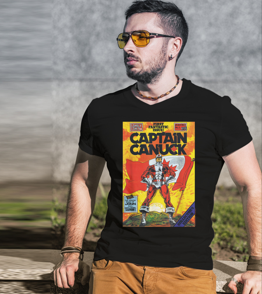 Comely Comix First Fantastic Issue Captain Canuck July 75 No. 1 Collector's Edition T-Shirt