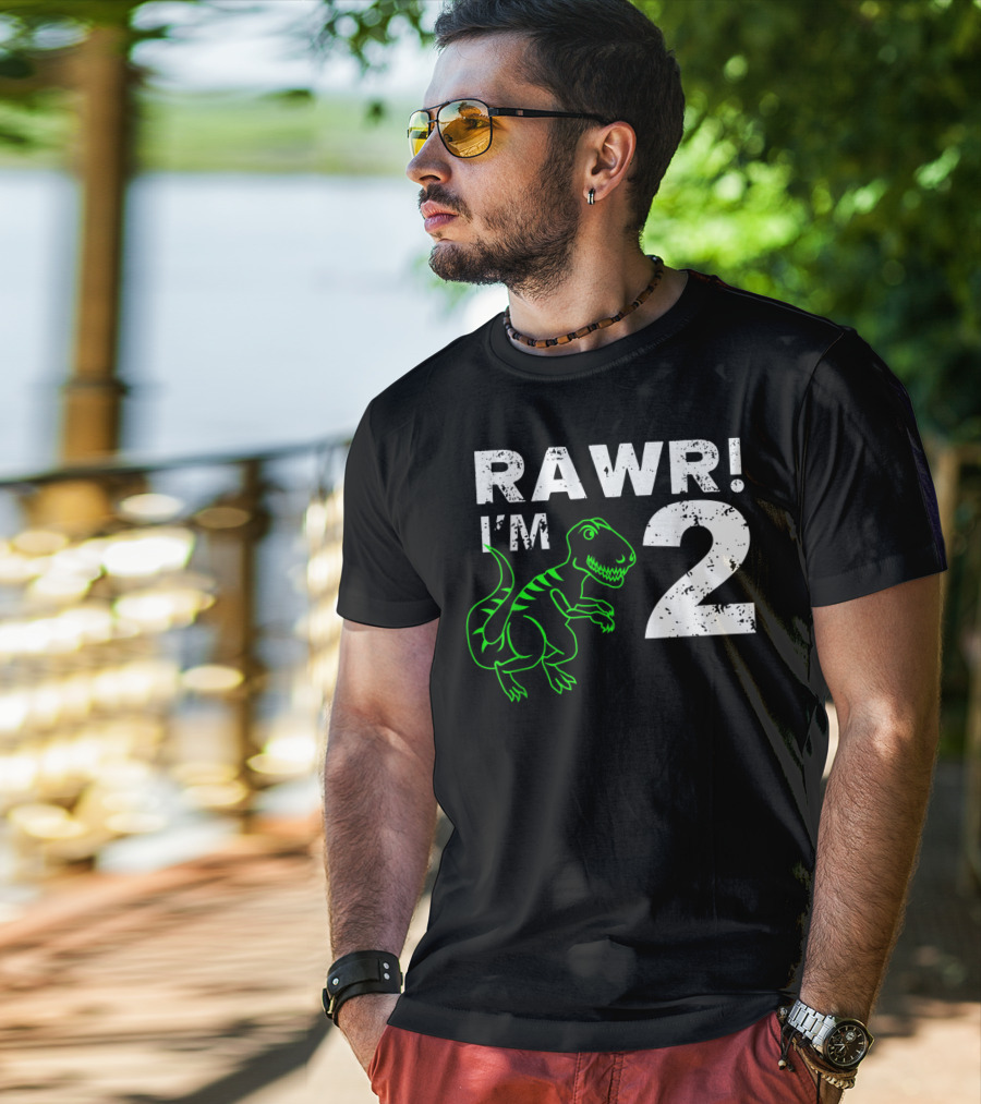 RAWR I'm 2 Dinosaur 2nd Birthday T-Shirt