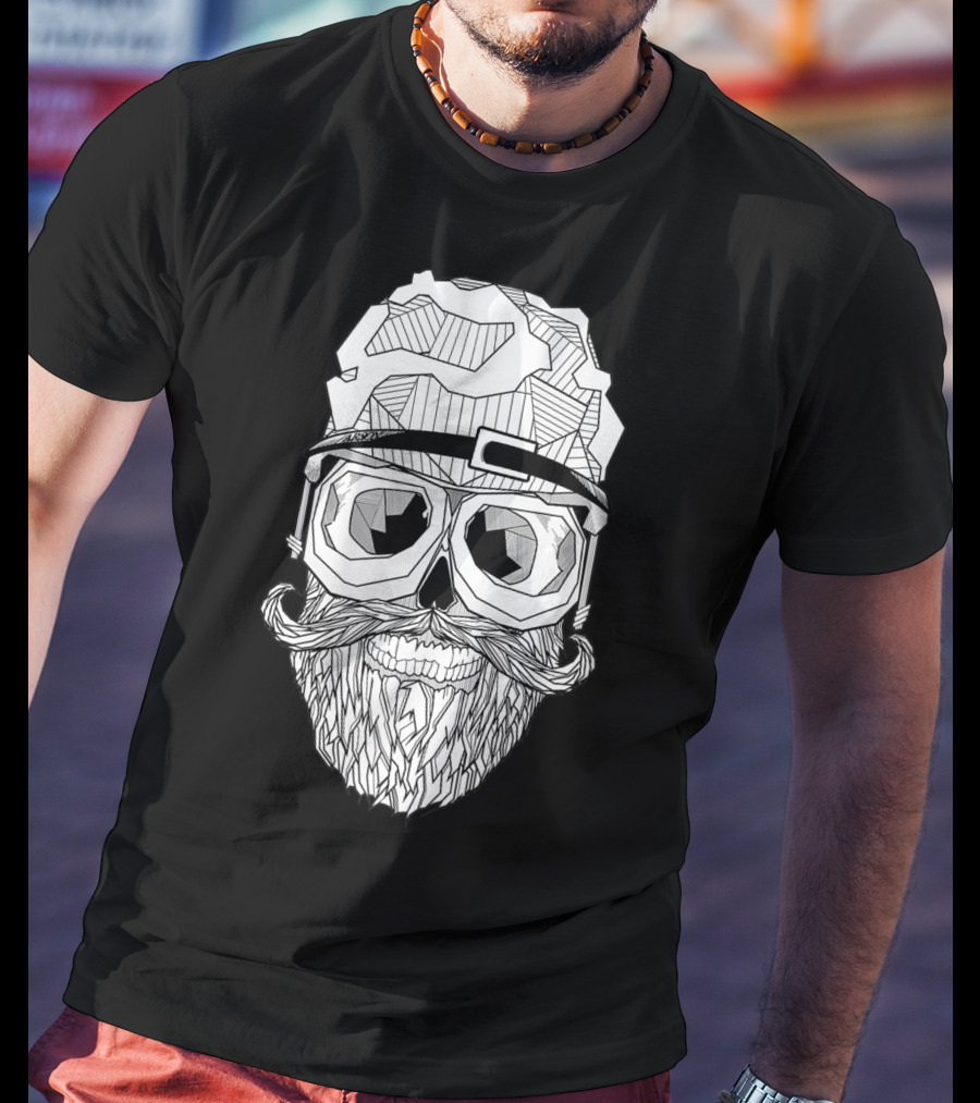 Arson Aesthetic Memoriae Skull Beard Geometric Glasses T-Shirt