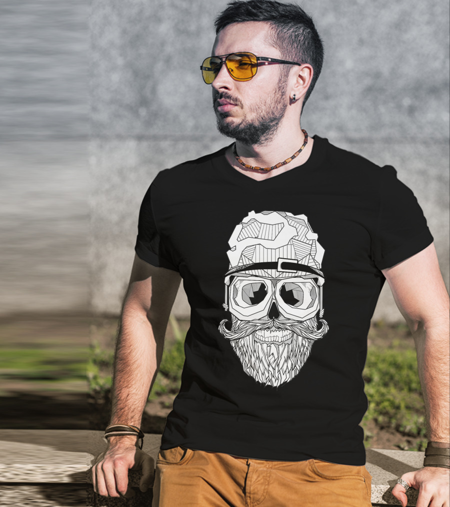 Arson Aesthetic Memoriae Skull Beard Geometric Glasses T-Shirt