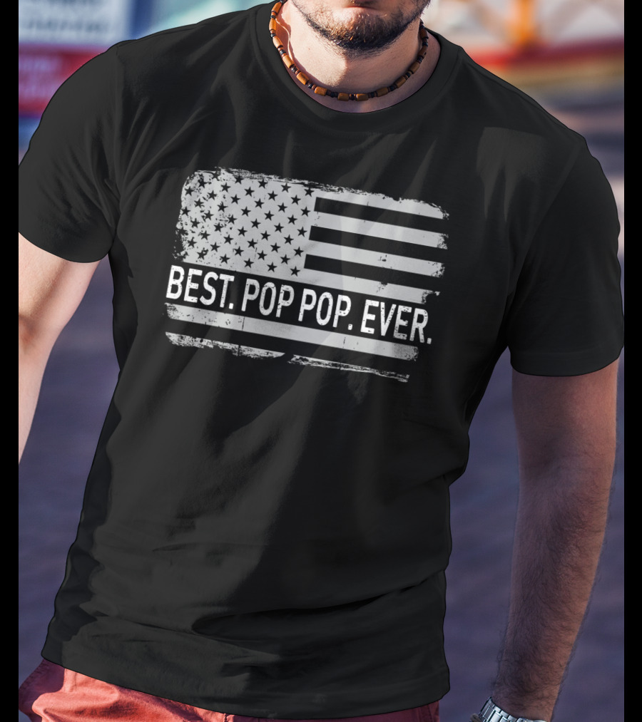 Best Pop Pop Ever Vintage American Flag T-Shirt
