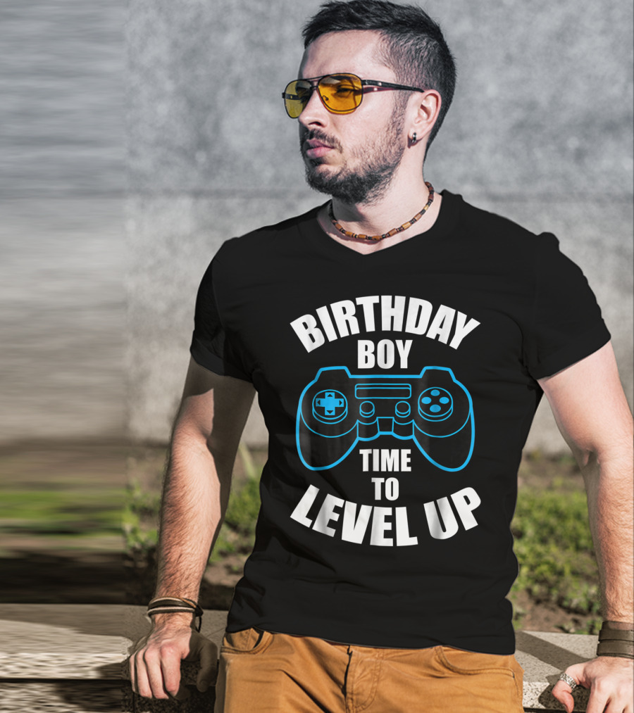 Birthday Boy Time To Level Up Gamer Theme Bday Loading T-Shirt