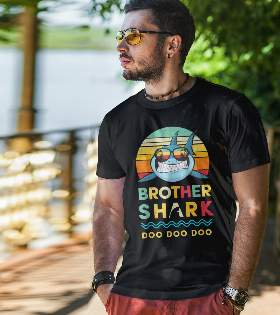 Brother Shark Doo Doo Doo Retro Kids For Toddlers And Boy T-Shirt