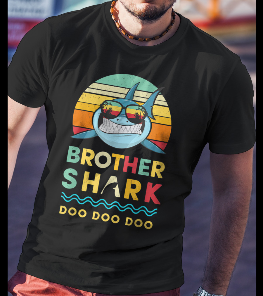 Brother Shark Doo Doo Doo Retro Kids For Toddlers And Boy T-Shirt