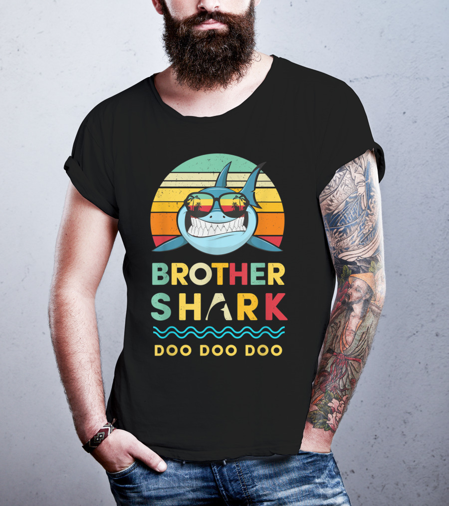 Brother Shark Doo Doo Doo Retro Kids For Toddlers And Boy T-Shirt