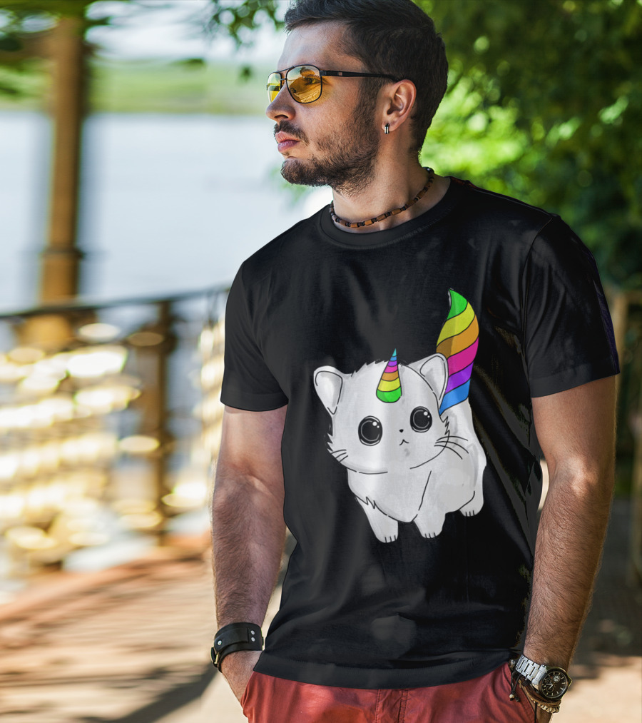 Caticorn Unicorn Rainbow Cat For Girls Boys Adults T-Shirt