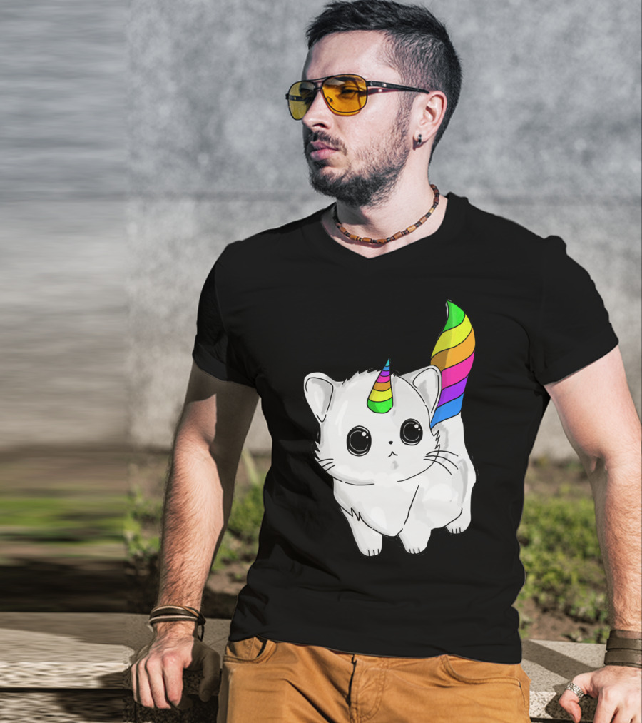Caticorn Unicorn Rainbow Cat For Girls Boys Adults T-Shirt